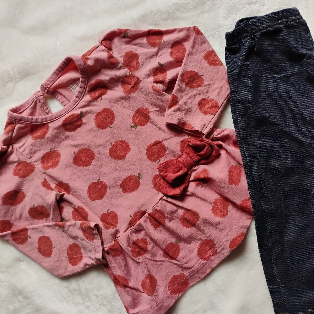 Cute Apple Print Peplum Top & Matching Jeggings | School Outfit | 18M